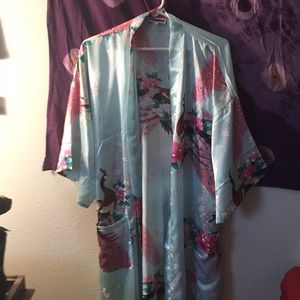Kimono-style silk robe